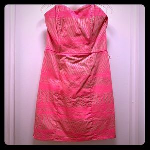 H&M strapless sweetheart dress - pink and tan